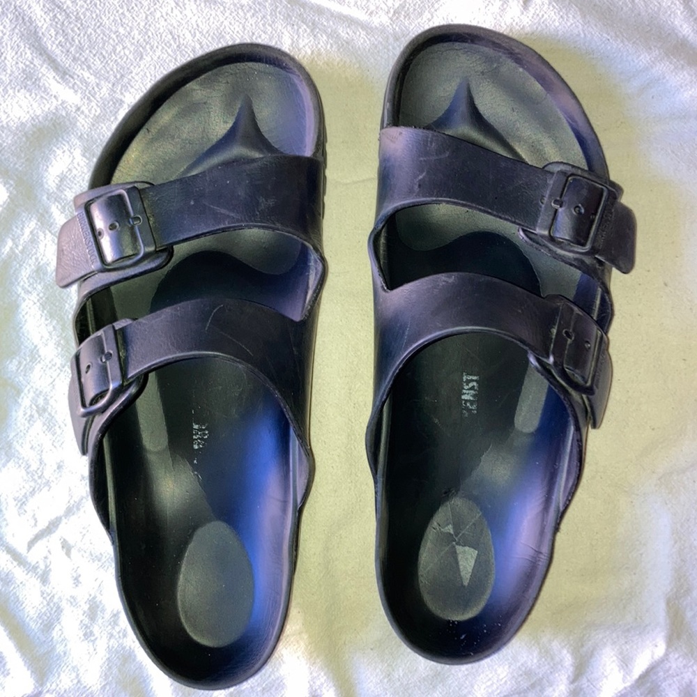 🪵🎣 BIRKENSTOCK Black Size 12 or 13 Lightweight Slides Arizona Essentials 🏜🪵